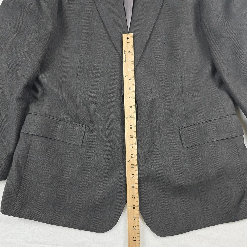Polo Ralph Lauren Vintage 46R Gray Plaid Suit Jacket Sport Coat Blazer USA‎ Made